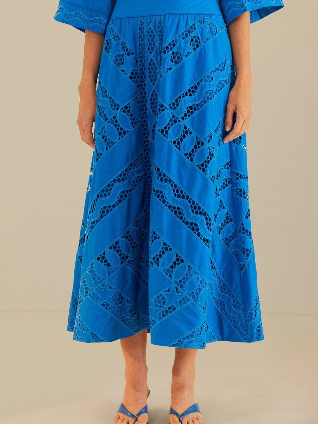 Farm Rio Electric Blue Eyelet Maxi Skirt